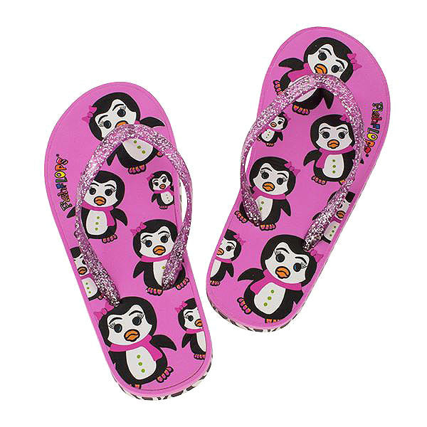 Pink Kids Flip Flops Penguin Gift