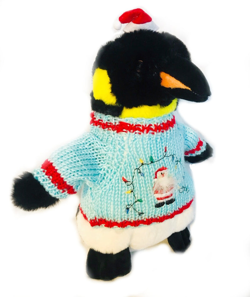 Santa Penguin Christmas Plush with Santa Hat (10" Tall)