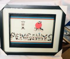 Framed I Love Penguins Art Print (12" x 18")